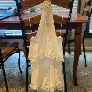 High Neck White Lace Romper